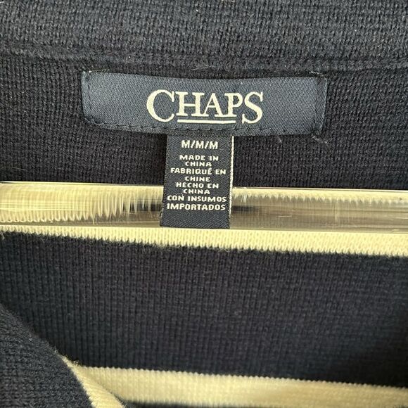 Chaps Navy White Striped Blazer Jacket Front Zip Up Size Medium - Picture 4 of 10